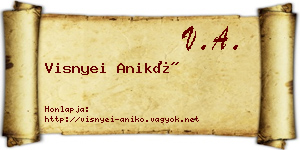 Visnyei Anikó névjegykártya